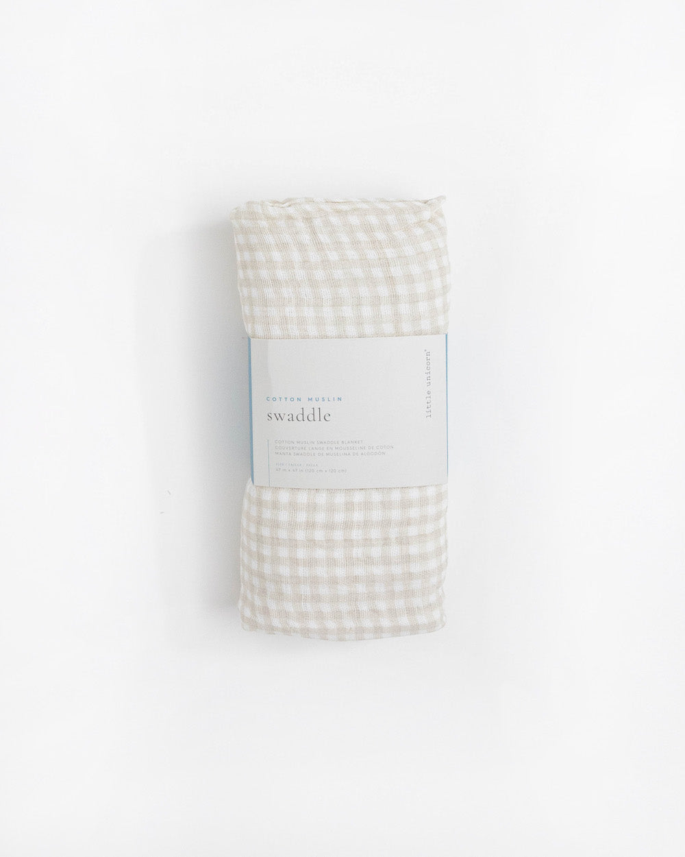 Little Unicorn Cotton Muslin Swaddle Blanket | Tan Gingham