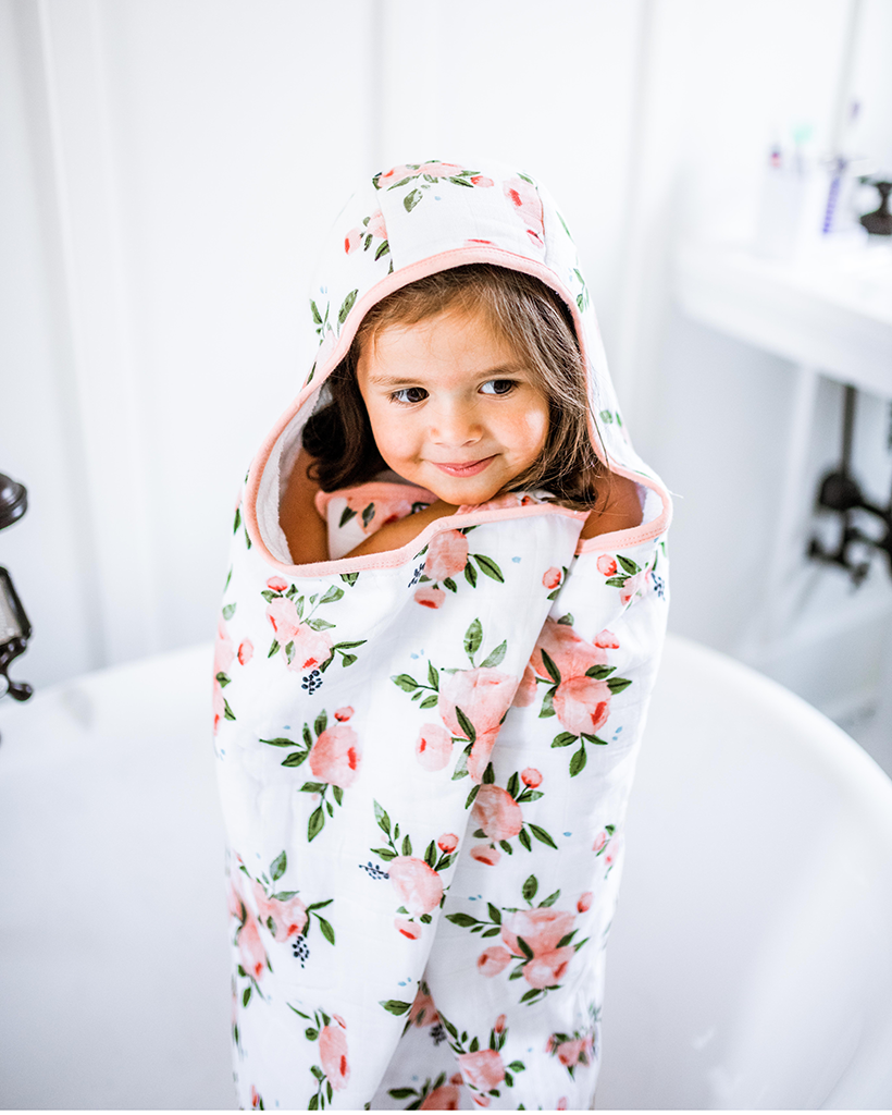 Little Unicorn Toddler Hooded Towel | Watercolor Roses