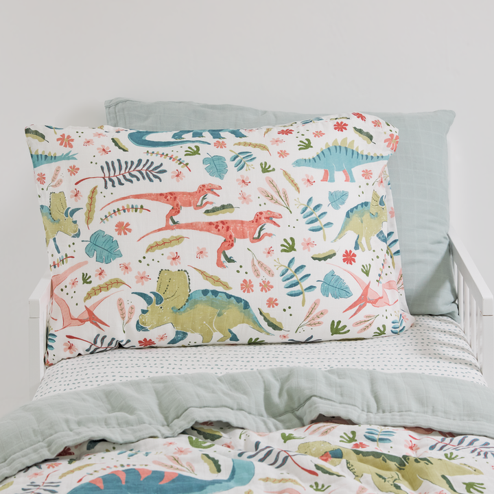 Little Unicorn Cotton Muslin Pillowcase 2-Pack | Boho Dino