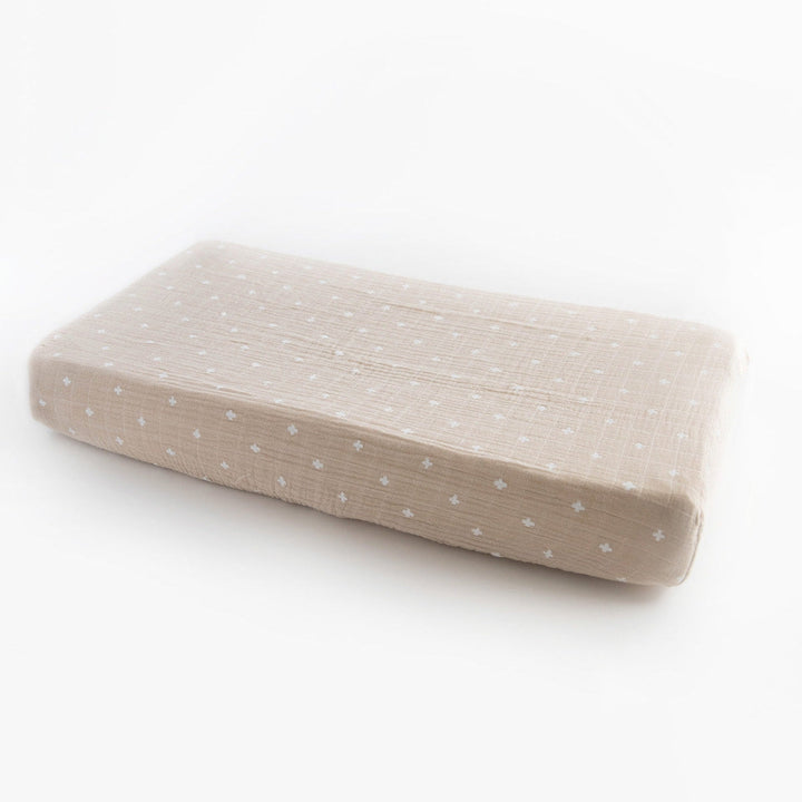 Little Unicorn Cotton Muslin Changing Pad Cover | Taupe Cross