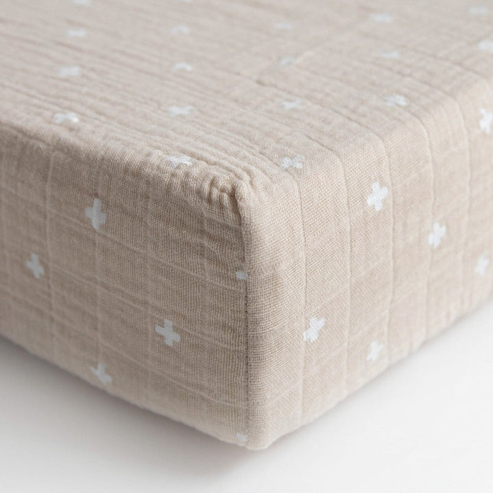 Little Unicorn Cotton Muslin Changing Pad Cover | Taupe Cross