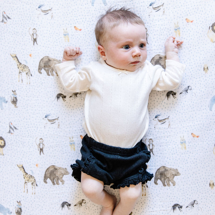 Little Unicorn Cotton Muslin Crib Sheet | Party Animals