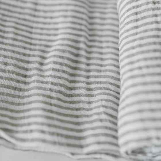 Little Unicorn Cotton Muslin Swaddle Blanket | Grey Stripe