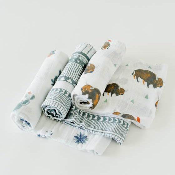 Little Unicorn Cotton Muslin Swaddle Blanket 3 Pack | Bison