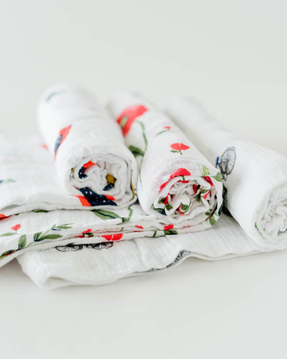 Little Unicorn Cotton Muslin Swaddle Blanket 3-Pack | Summer Poppy