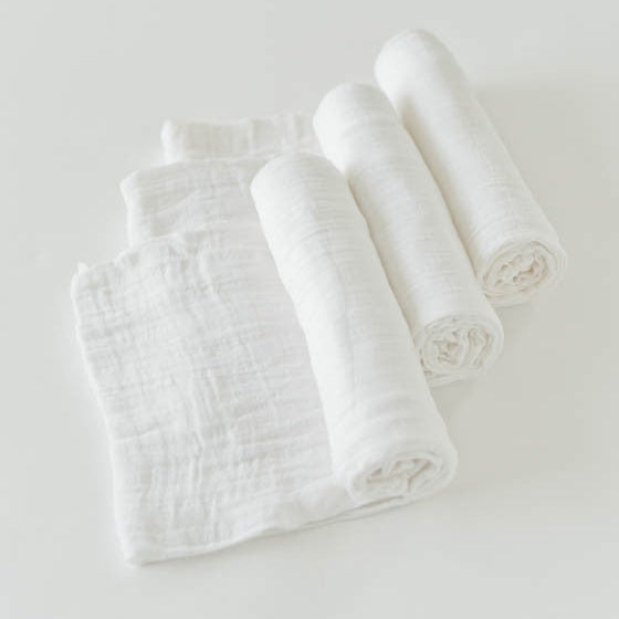 Little Unicorn Cotton Muslin Swaddle Blanket 3 Pack | White