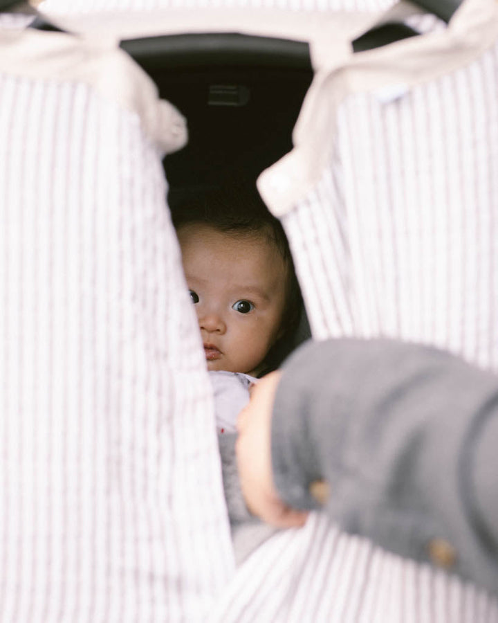 Little Unicorn Cotton Muslin Car Seat Canopy | Grey Stripe