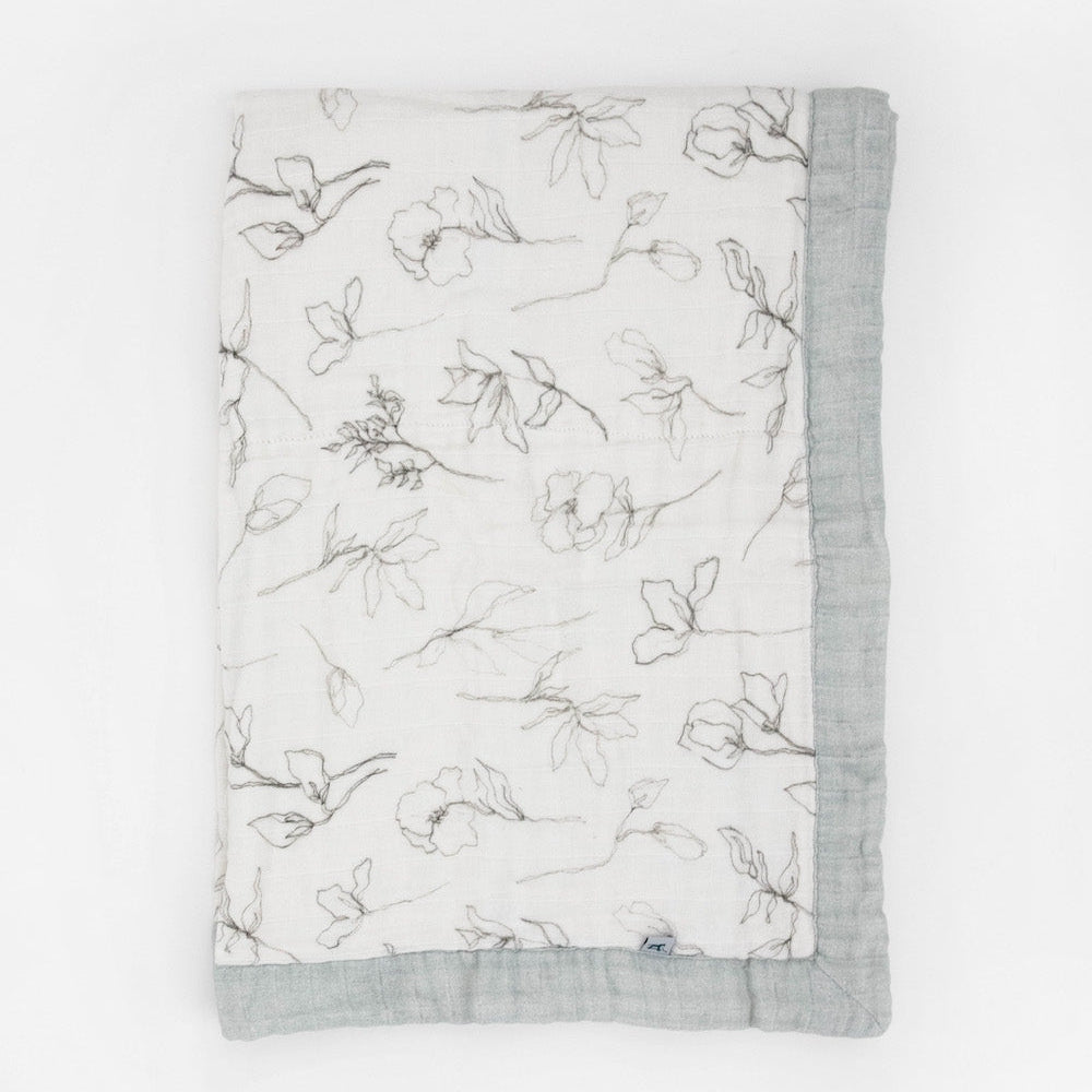 Little Unicorn Organic Cotton Muslin Baby Quilt | Pencil Floral