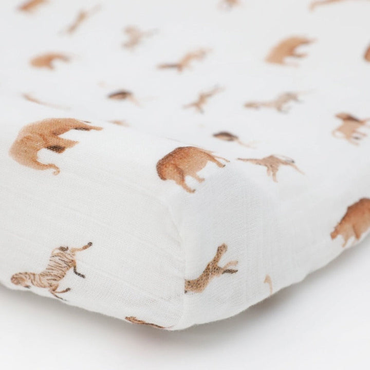 Little Unicorn Organic Cotton Muslin Changing Pad Cover | Animal Crackers