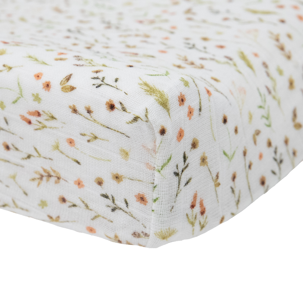 Little Unicorn Organic Cotton Muslin Changing Pad Cover | Floral Field