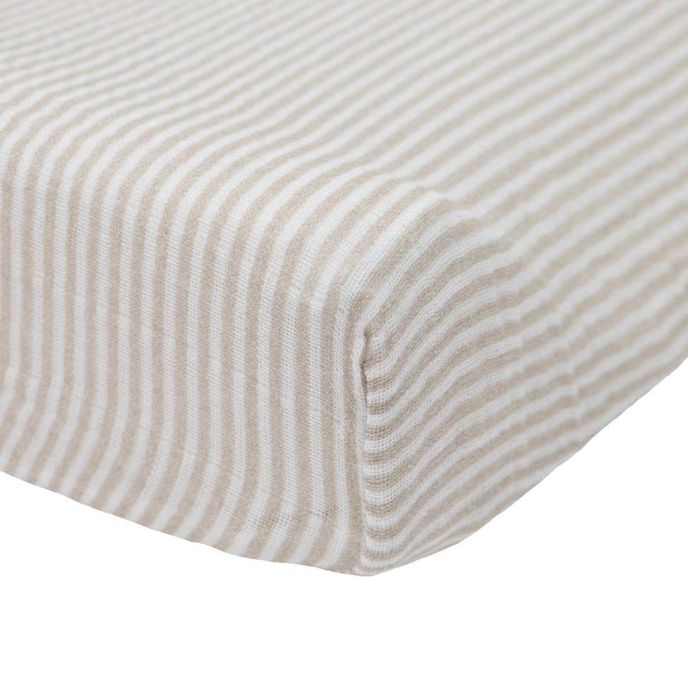 Little Unicorn Organic Cotton Muslin Changing Pad Cover | Sand Stripe