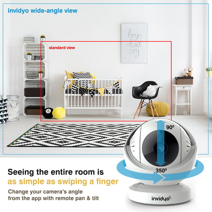 Invidyo The World's Smartest Video Baby Monitor with Crib Mount + 1-Year Subscription