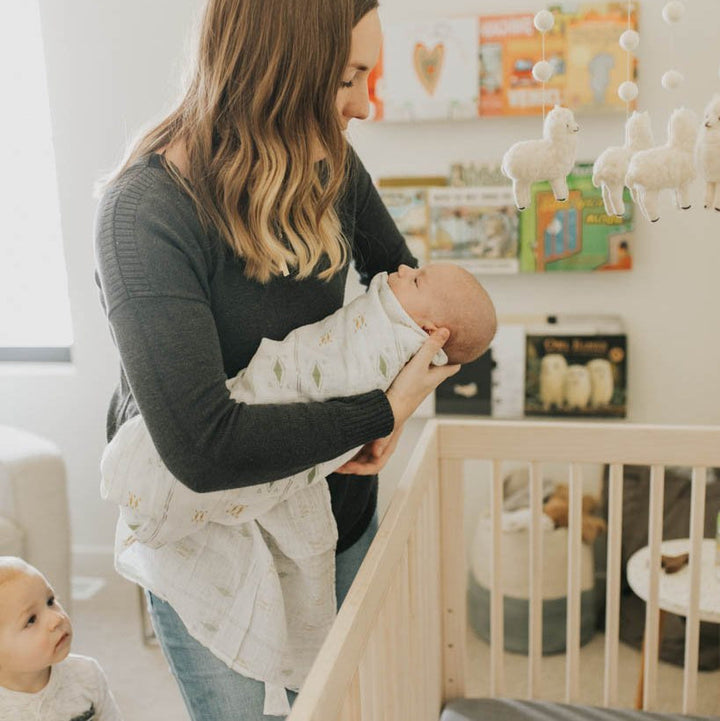 Little Unicorn Cotton Muslin Swaddle Blanket | Diamond Stripe