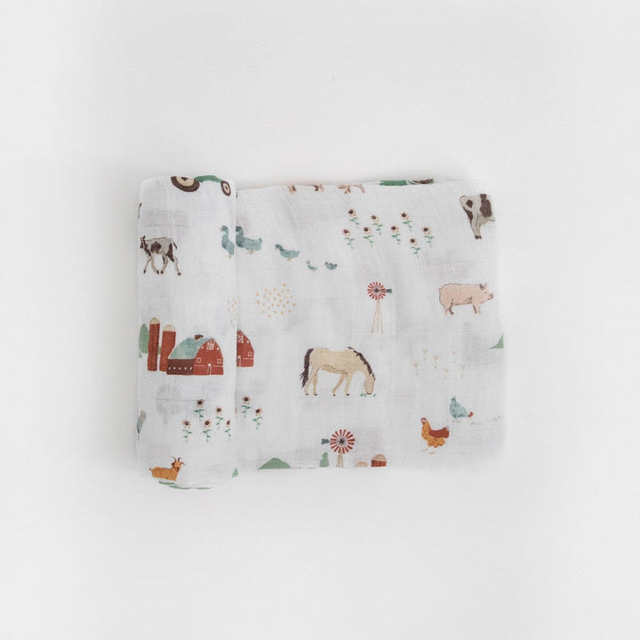 Little Unicorn Cotton Muslin Swaddle Blanket | Farmyard