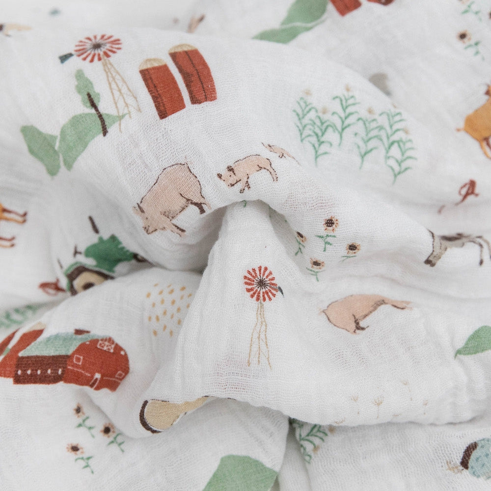 Little Unicorn Cotton Muslin Swaddle Blanket 3 Pack | Farmyard