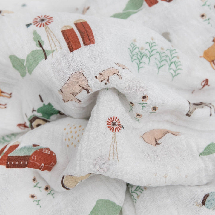 Little Unicorn Cotton Muslin Swaddle Blanket | Farmyard