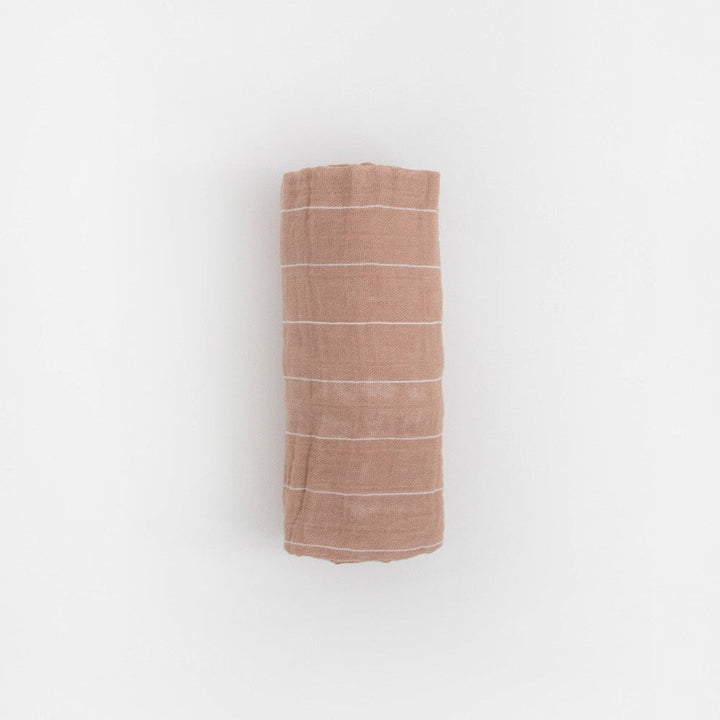 Little Unicorn Cotton Muslin Swaddle Blanket | Mauve Stripe