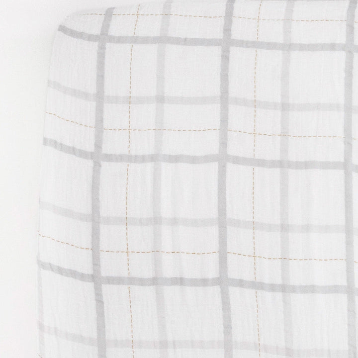 Little Unicorn Cotton Muslin Crib Sheet | Grey Plaid