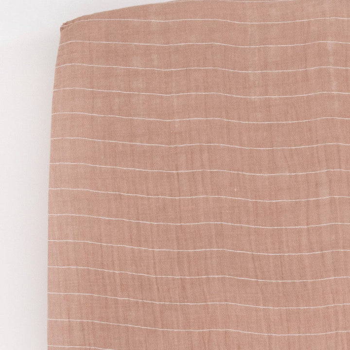 Little Unicorn Cotton Muslin Crib Sheet | Mauve Stripe