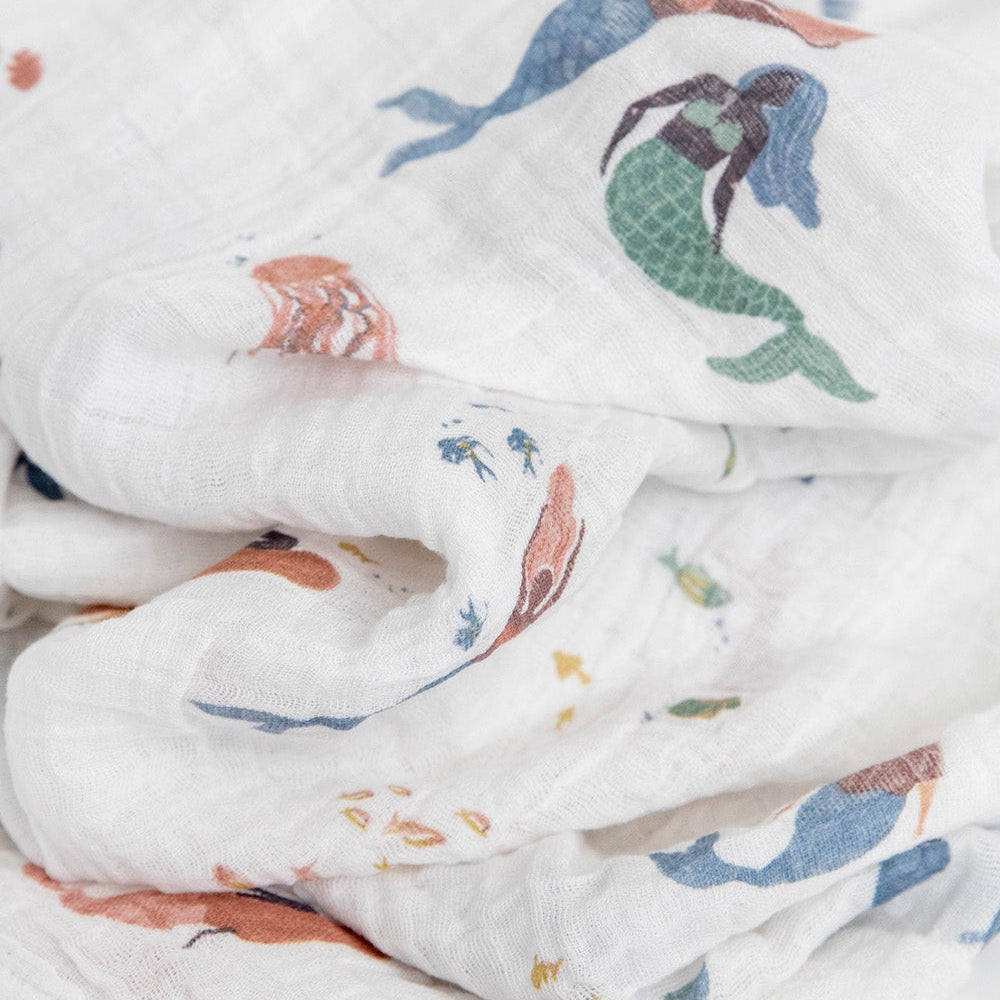 Little Unicorn Cotton Muslin Swaddle Blanket | Mermaids