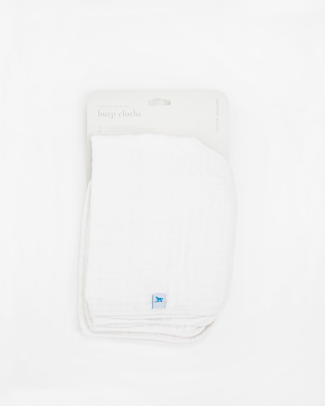 Little Unicorn Cotton Muslin Burp Cloth 2 Pack | White