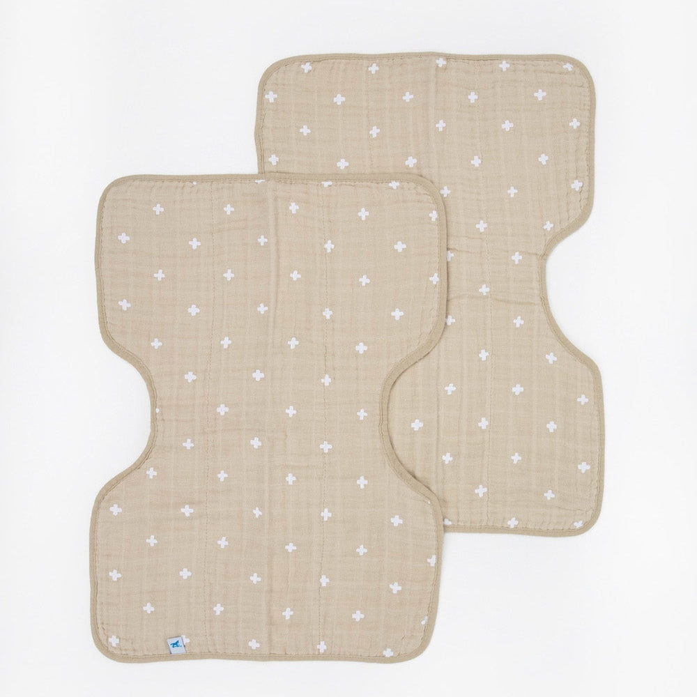 Little Unicorn Cotton Muslin Burp Cloth 2 Pack | Taupe Cross