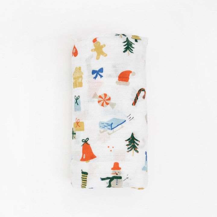 Little Unicorn Cotton Muslin Swaddle Blanket | Christmas Time