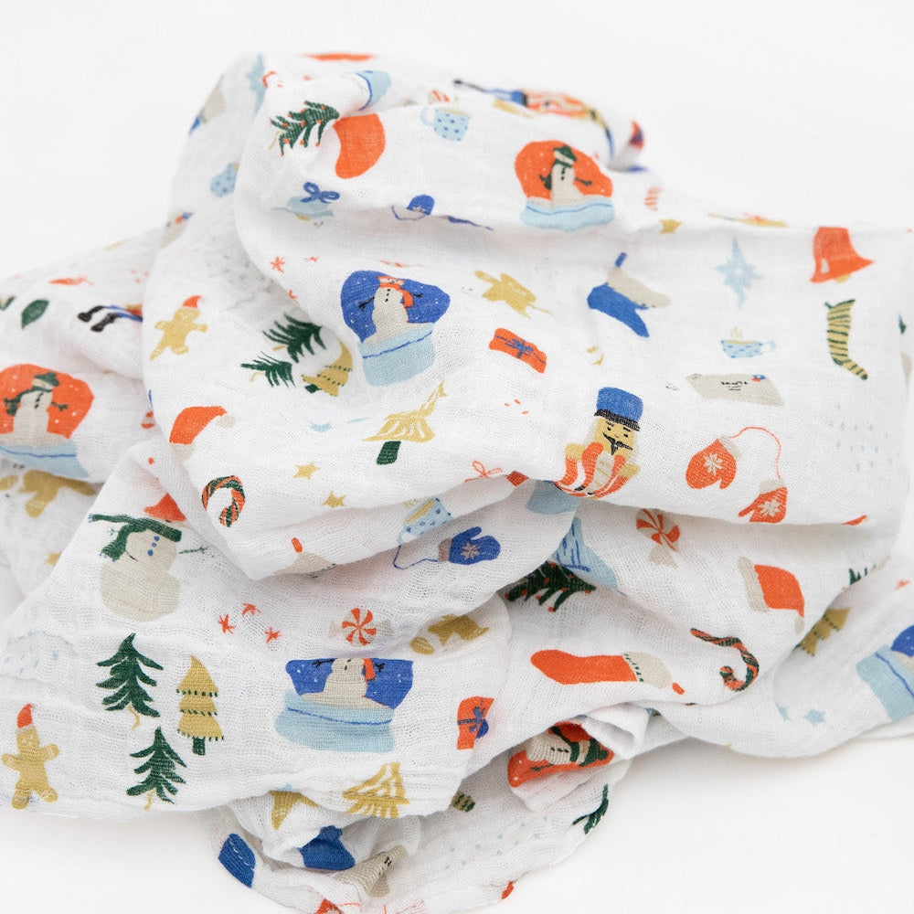 Little Unicorn Cotton Muslin Swaddle Blanket | Christmas Time
