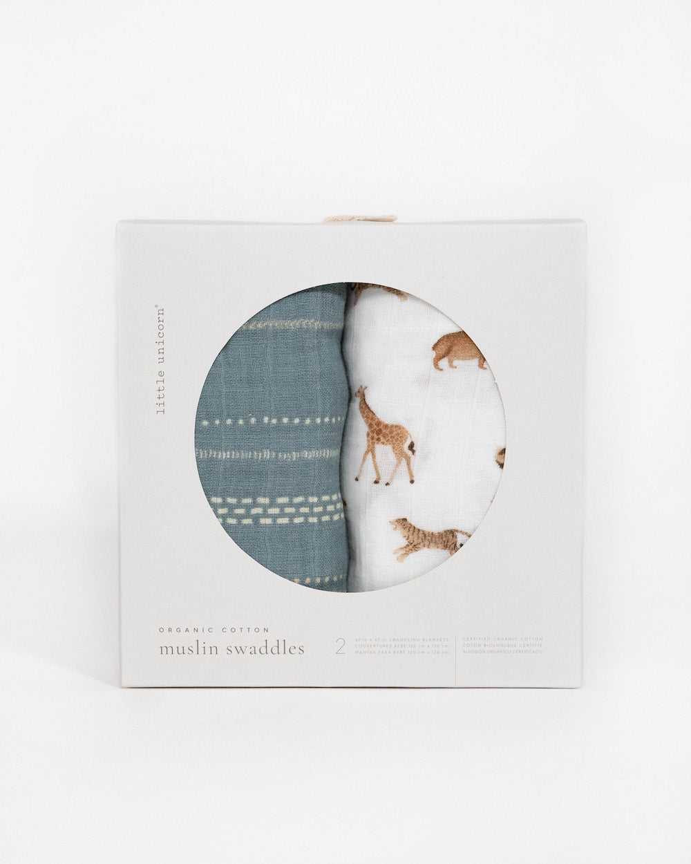 Little Unicorn Organic Cotton Muslin Swaddle Blanket 2 Pack | Animal Crackers