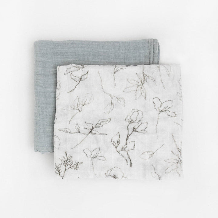 Little Unicorn Organic Cotton Muslin Swaddle Blanket 2 Pack | Pencil Floral