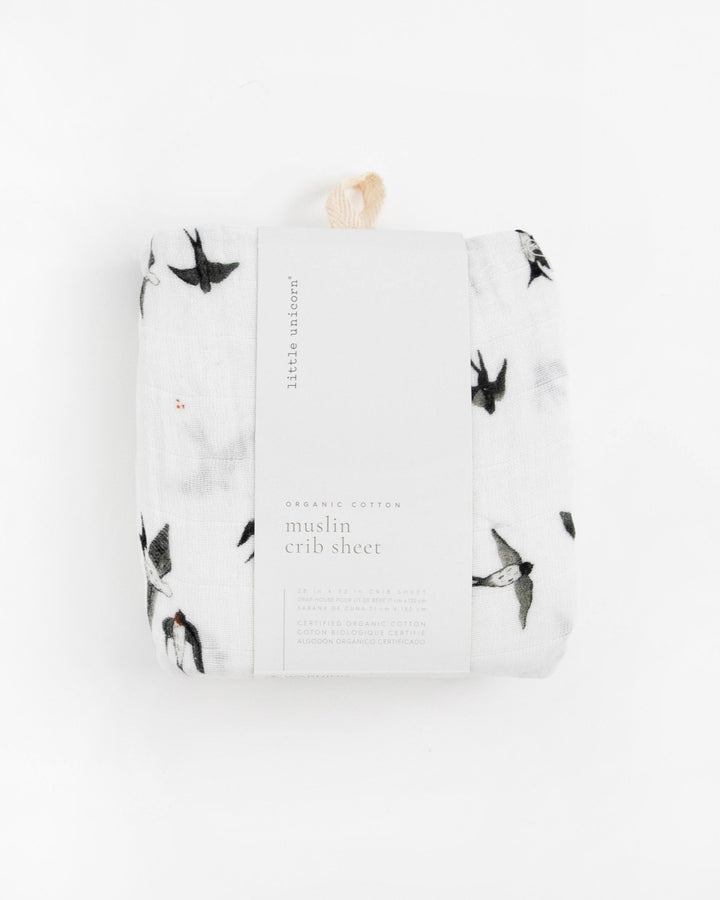 Little Unicorn Organic Cotton Muslin Crib Sheet | Swallows