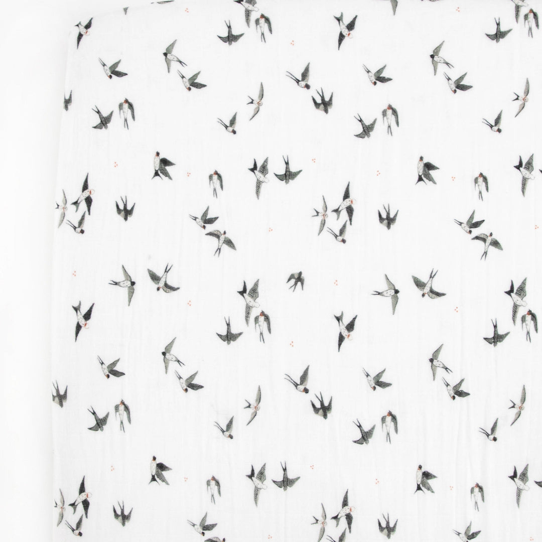 Little Unicorn Organic Cotton Muslin Crib Sheet | Swallows