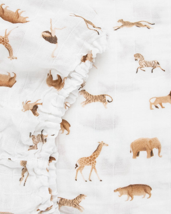 Little Unicorn Organic Cotton Muslin Crib Sheet | Animal Crackers