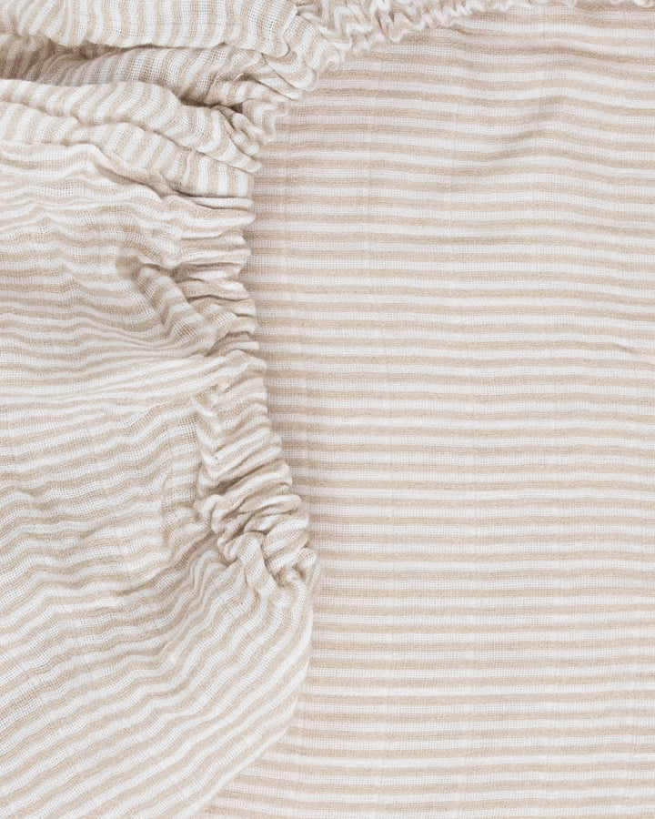 Little Unicorn Organic Cotton Muslin Crib Sheet | Sand Stripe