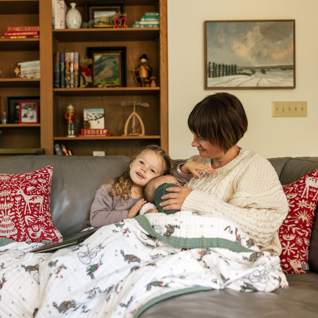 Little Unicorn Cotton Muslin Quilted Throw | Snow Day