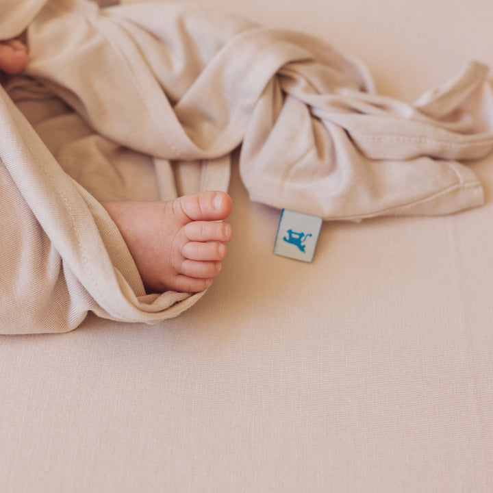 Little Unicorn Stretch Knit Crib Sheet | Soft Blush
