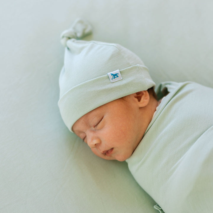 Little Unicorn Stretch Knit Swaddle and Hat Set | Frost Green