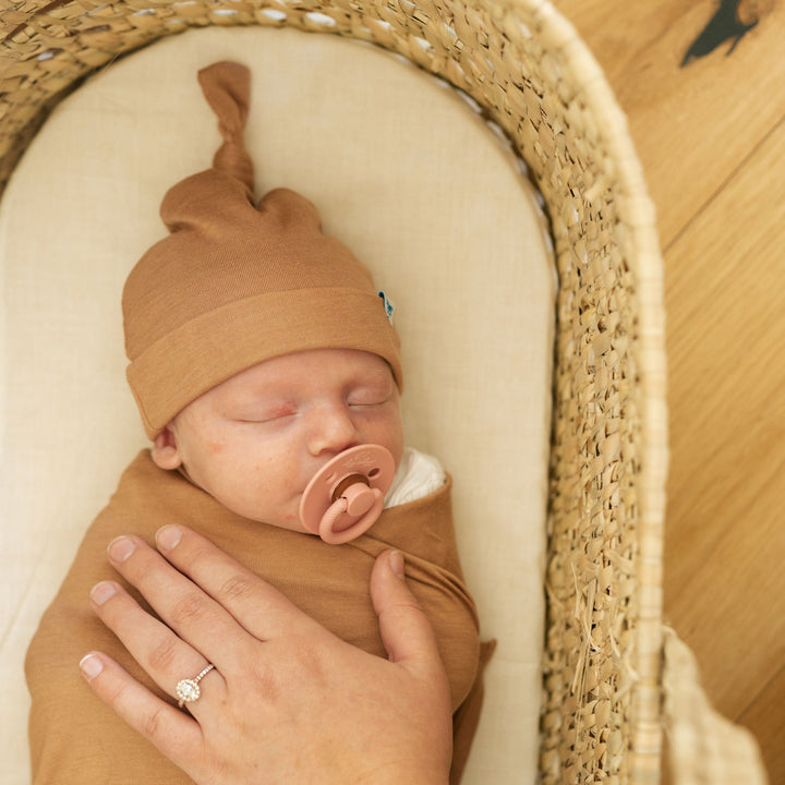 Little Unicorn Stretch Knit Swaddle and Hat Set | Terracotta