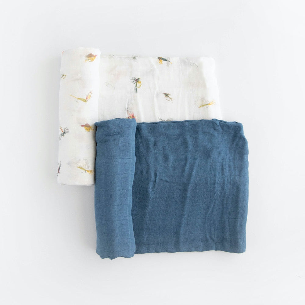 Little Unicorn Deluxe Muslin Swaddle Blanket 2 Pack | Gone Fishing 2