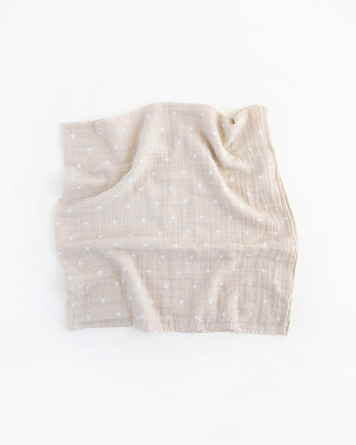Little Unicorn Cotton Muslin Swaddle Blanket | Taupe Cross