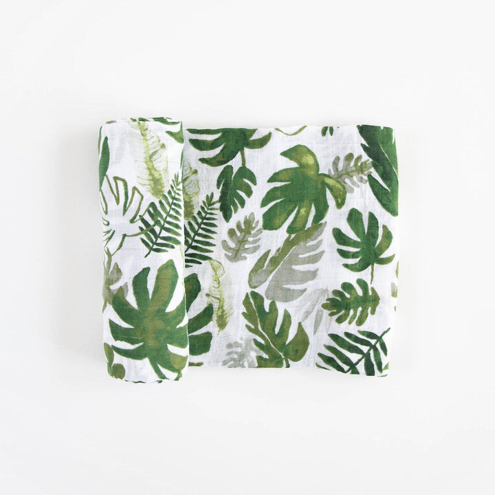 Little Unicorn Cotton Muslin Swaddle Blanket | Tropical Leaf