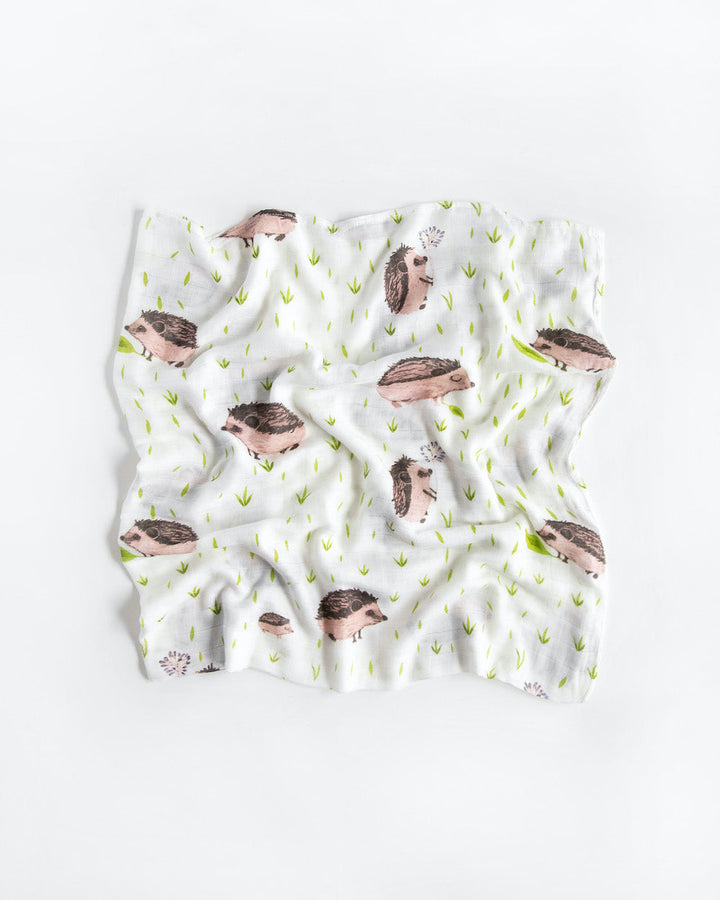 Little Unicorn Deluxe Muslin Swaddle Blanket 2 Pack | Charcoal Hedgehog