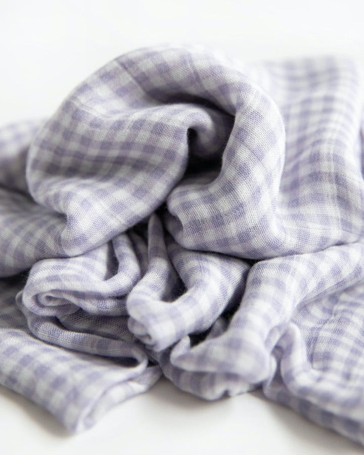 Little Unicorn Deluxe Muslin Swaddle Blanket | Lavender Gingham