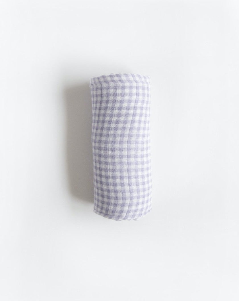 Little Unicorn Deluxe Muslin Swaddle Blanket | Lavender Gingham