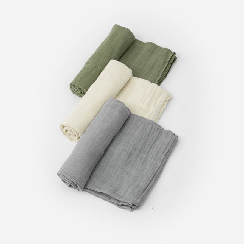 Little Unicorn Cotton Muslin Swaddle Blanket 3 Pack | Fern