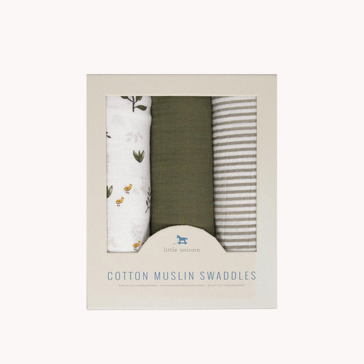 Little Unicorn Cotton Muslin Swaddle Blanket 3 Pack | Forest Friends 2