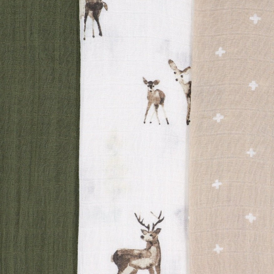 Little Unicorn Cotton Muslin Swaddle Blanket 3 Pack | Oh Deer 2