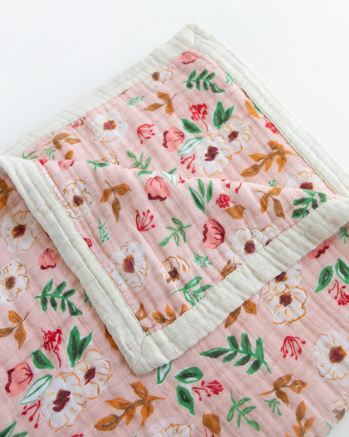 Little Unicorn Cotton Muslin Quilted Throw | Vintage Floral