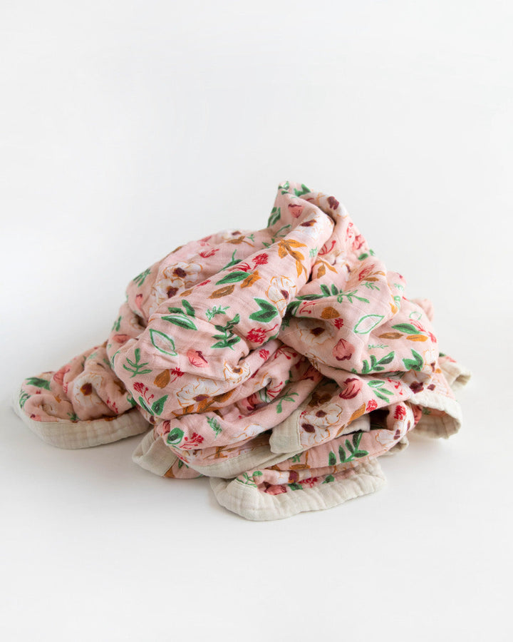 Little Unicorn Cotton Muslin Quilted Throw | Vintage Floral