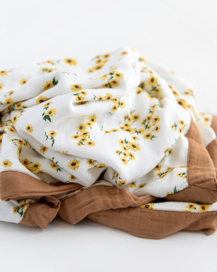 Little Unicorn Deluxe Muslin Quilted Throw | Ditsy Sunflower